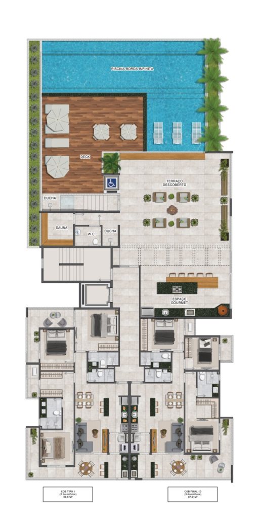 Implantacao Cobertura - Apartamento na Planta a venda na Praia do Itagua - Ubatuba - Imobiliaria Villa Tenorio
