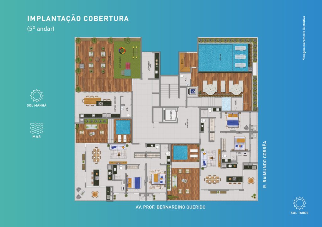 Apartamento na planta - Praia do Itagua - Ubatuba LYON - Implantacao_Cobertura