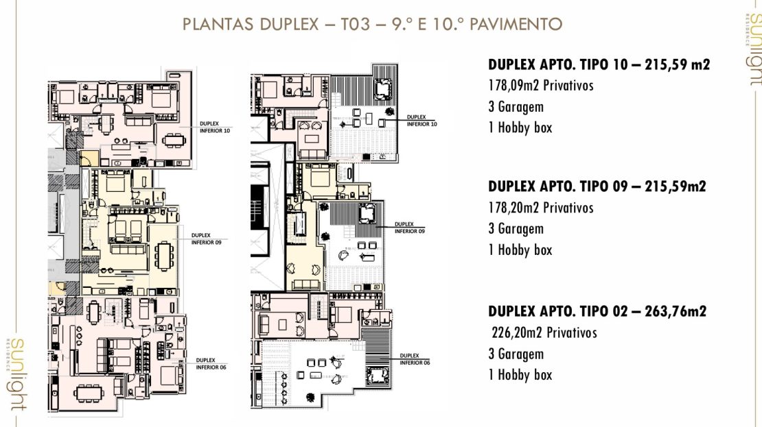 PLANTAS DUPLEX T03 9.º E 10.º PAVIMENTO _Sunlight - Apartamento na planta - luxo - Caraguatatuba