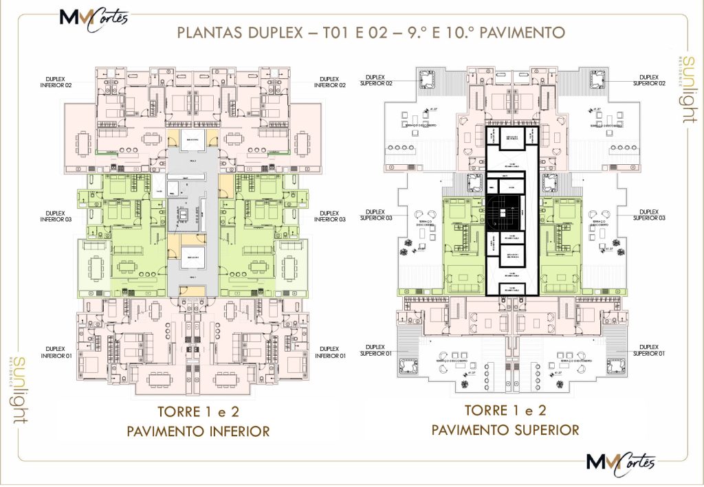 PLANTAS DUPLEX – T01 E 02 – 9.º E 10.º PAVIMENTO _Sunlight - Apartamento na planta - luxo - Caraguatatuba