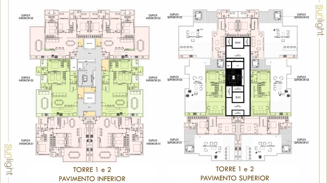 PLANTAS DUPLEX – T01 E 02 – 9.º E 10.º PAVIMENTO _Sunlight - Apartamento na planta - luxo - Caraguatatuba