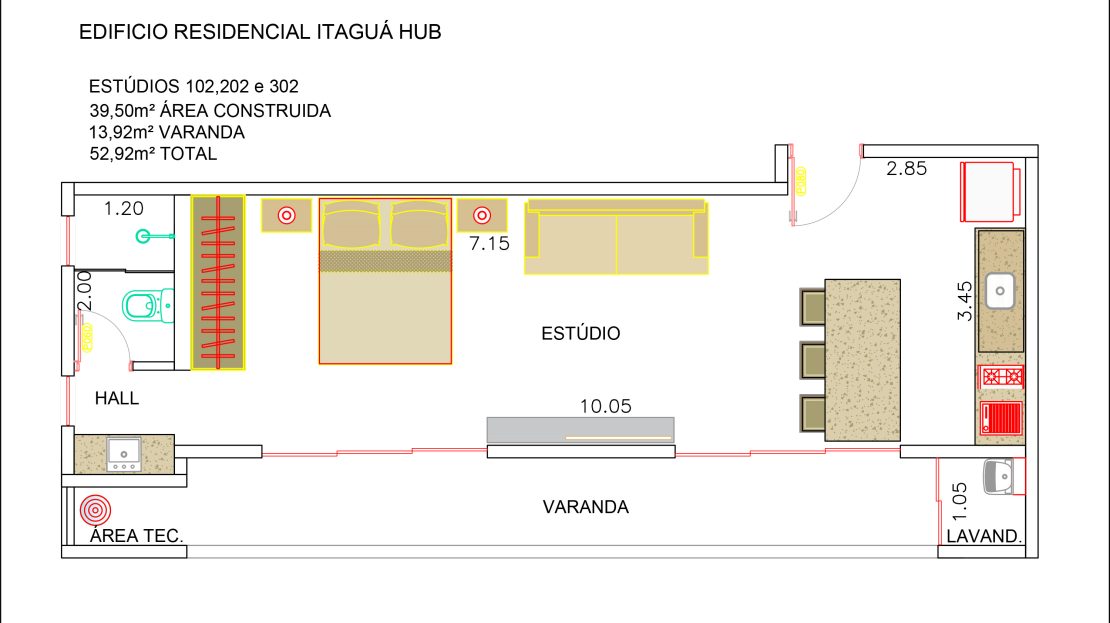 Plantas dos Estudios com final "02" HUB Itagua - Apartamento na Planta em Ubatuba