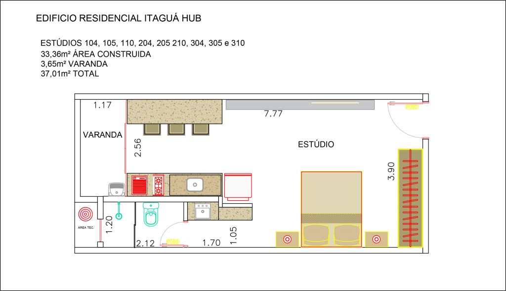 Plantas dos Estudios com final "04, 05 e 10" HUB Itagua - Apartamento na Planta em Ubatuba