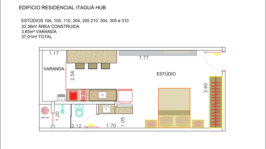 Plantas dos Estudios com final "04, 05 e 10" HUB Itagua - Apartamento na Planta em Ubatuba