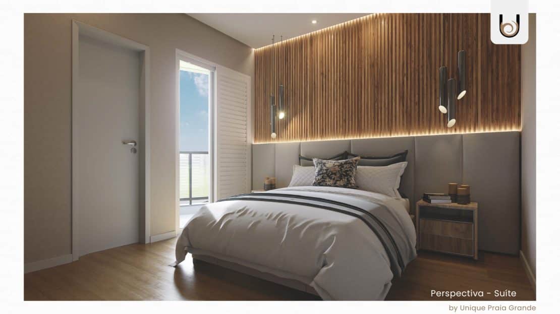Opção de Decoração Suite - apartamento na planta - Unique Praia Grande - Ubatuba